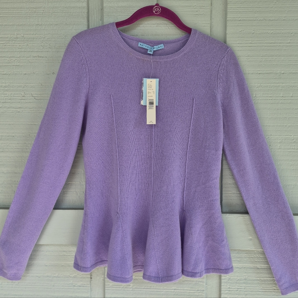 Cashmere NWT Antonio Melani  Lilac  Peplum  Long Sleeve Sweater X Small Coquette